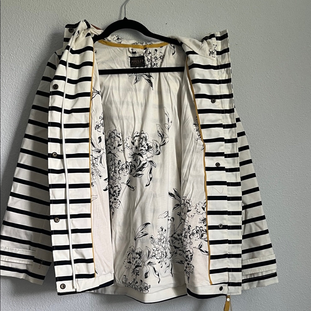 Joules Women's Black and White Striped Raincoat - Picture 2 of 5